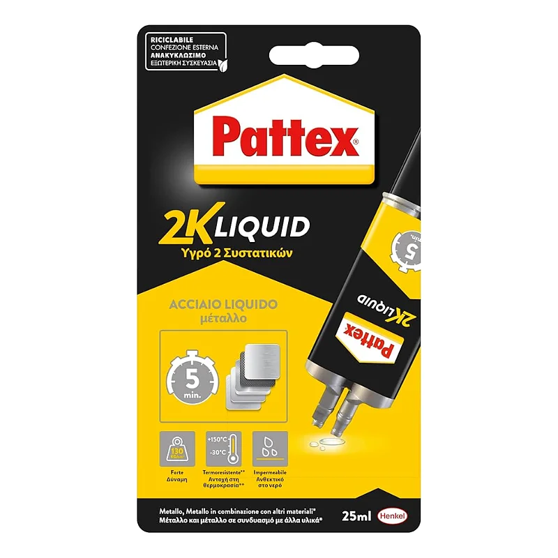 PATTEX 2870416 POWER EPOXY ACCIAIO LIQUIDO METAL 1479397 ML.25 GR.35