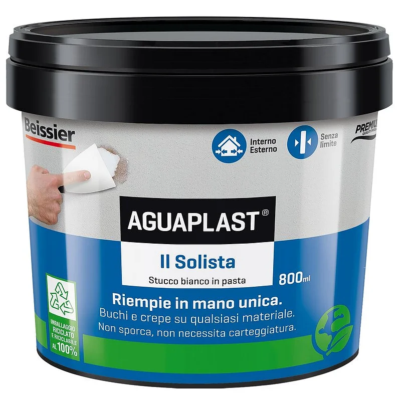 STUCCO AGUAPLAST IL SOLISTA IN PASTA BIANCO 88040 ML.800