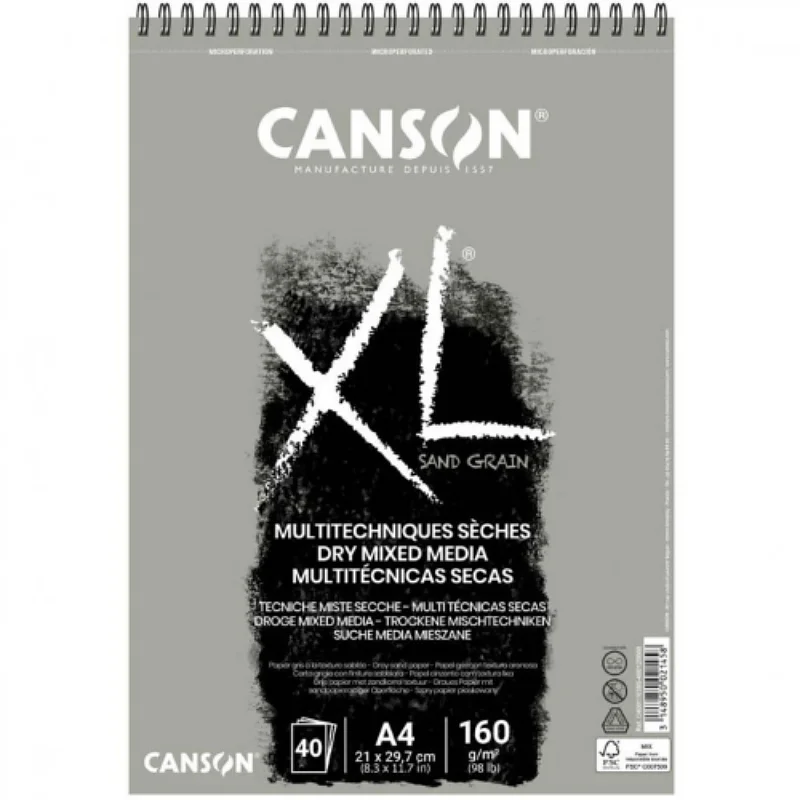 BLOCCO CANSON XL SAND GRAIN GREY A 4 C400110395 21X29,7 CM. GR. 160