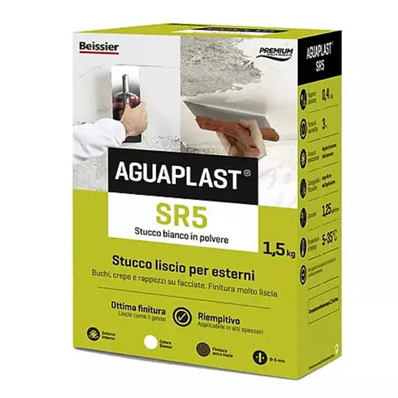 STUCCO AGUAPLAST SR5 LISCIO BIANCO IN POLVERE 60134 KG.1,5