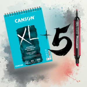 ALBUM AQUERELLE CANSON A4 AZZURRO + 5 PROMARKER